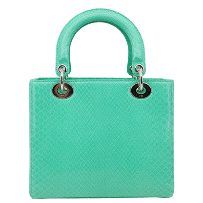 Christian Dior Lady Medium Dior Python Leather Shoulder Bag Green