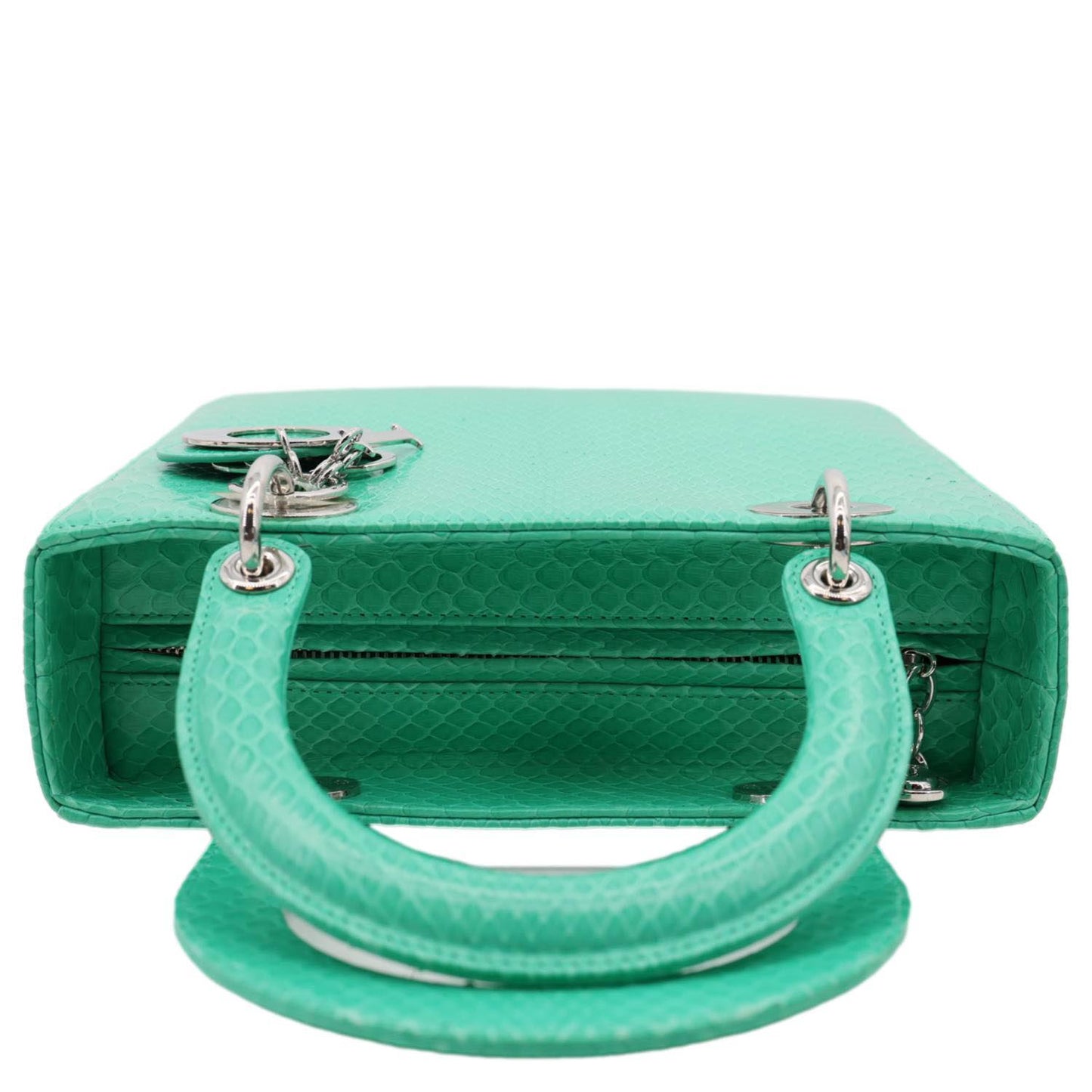 Christian Dior Lady Medium Dior Python Leather Shoulder Bag Green