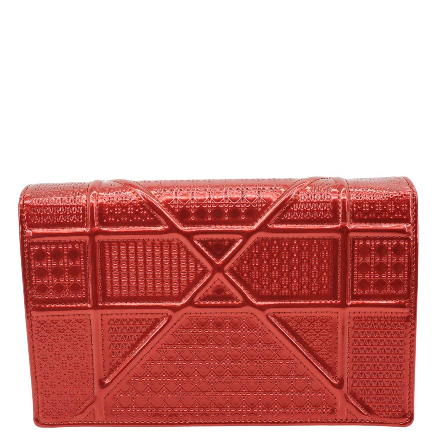 Christian Dior Diorama Flap Micro-Cannage Patent Leather Crossbody Bag Red