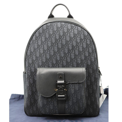 CHRISTIAN DIOR Saddle Oblique Jacquard Canvas Zip Backpack Black