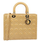 CHRISTIAN DIOR Lady Dior Large Quilted Patent Leather Shoulder Bag Camel