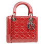 Christian Dior Lady Dior Medium Quilted Patent Leather Shoulder Bag Burgundy