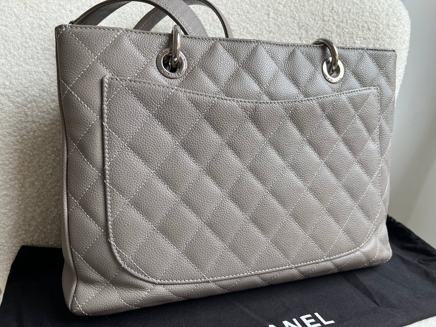 Chanel Grey Caviar Grand Shopper Tote (GST) Silver Hardware