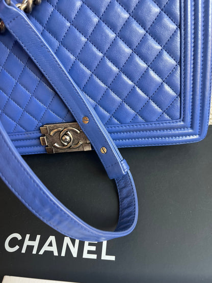 Chanel Blue Lambskin Large Boy Bag