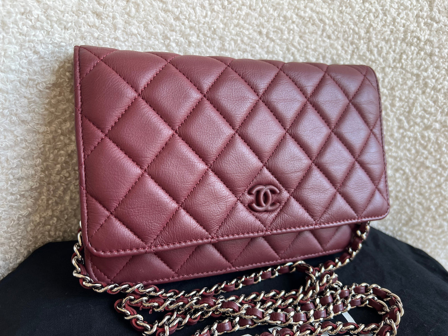 Chanel Burgundy Lambskin Wallet on Chain