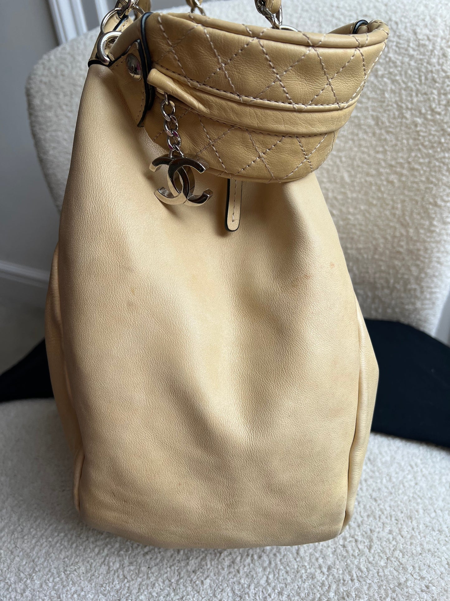 Chanel Beige Edgy Lambskin Large Hobo