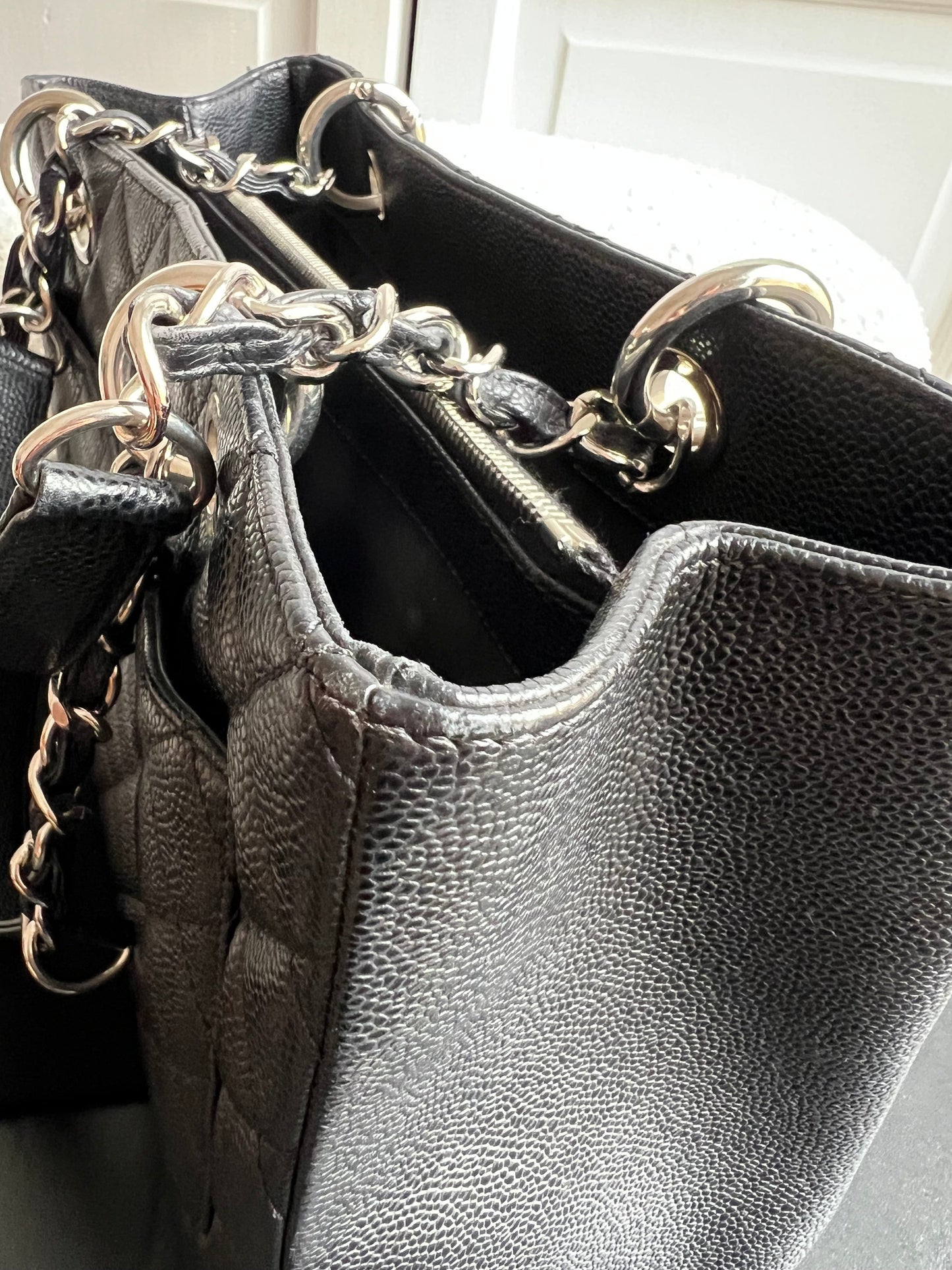 Chanel Black Caviar Grand Shopper Tote (GST) Silver Hardware