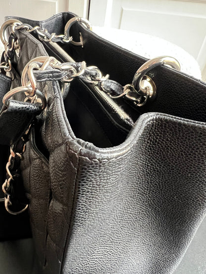Chanel Black Caviar Grand Shopper Tote (GST) Silver Hardware