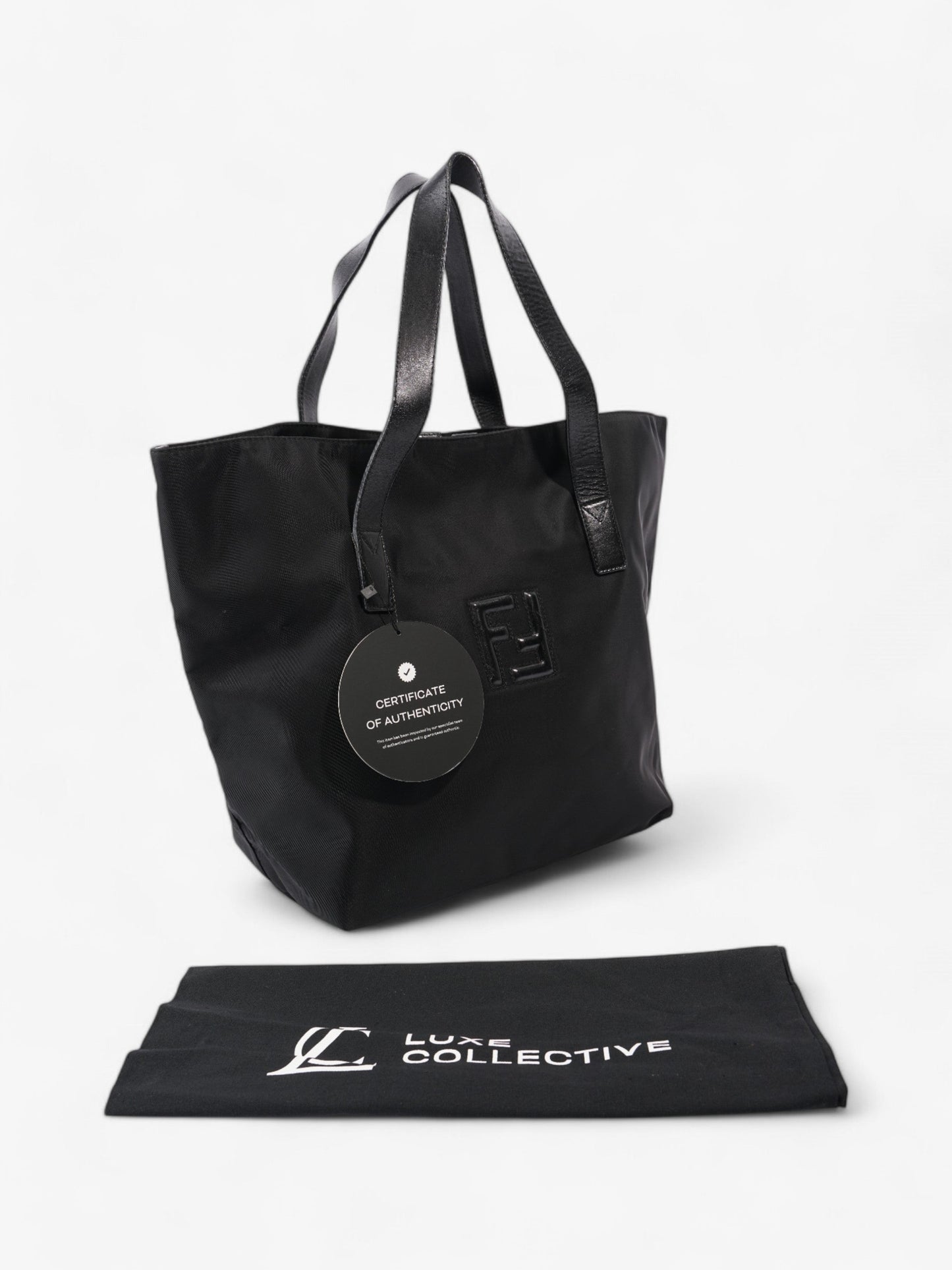 Fendi Tote Leather Black Tote Bag Black