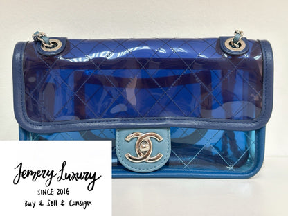 Chanel Blue Coco Splash PVC Small Flap Bag holo 2569