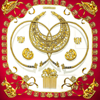 Hermès silk scarf "Les Cavaliers d'Or"