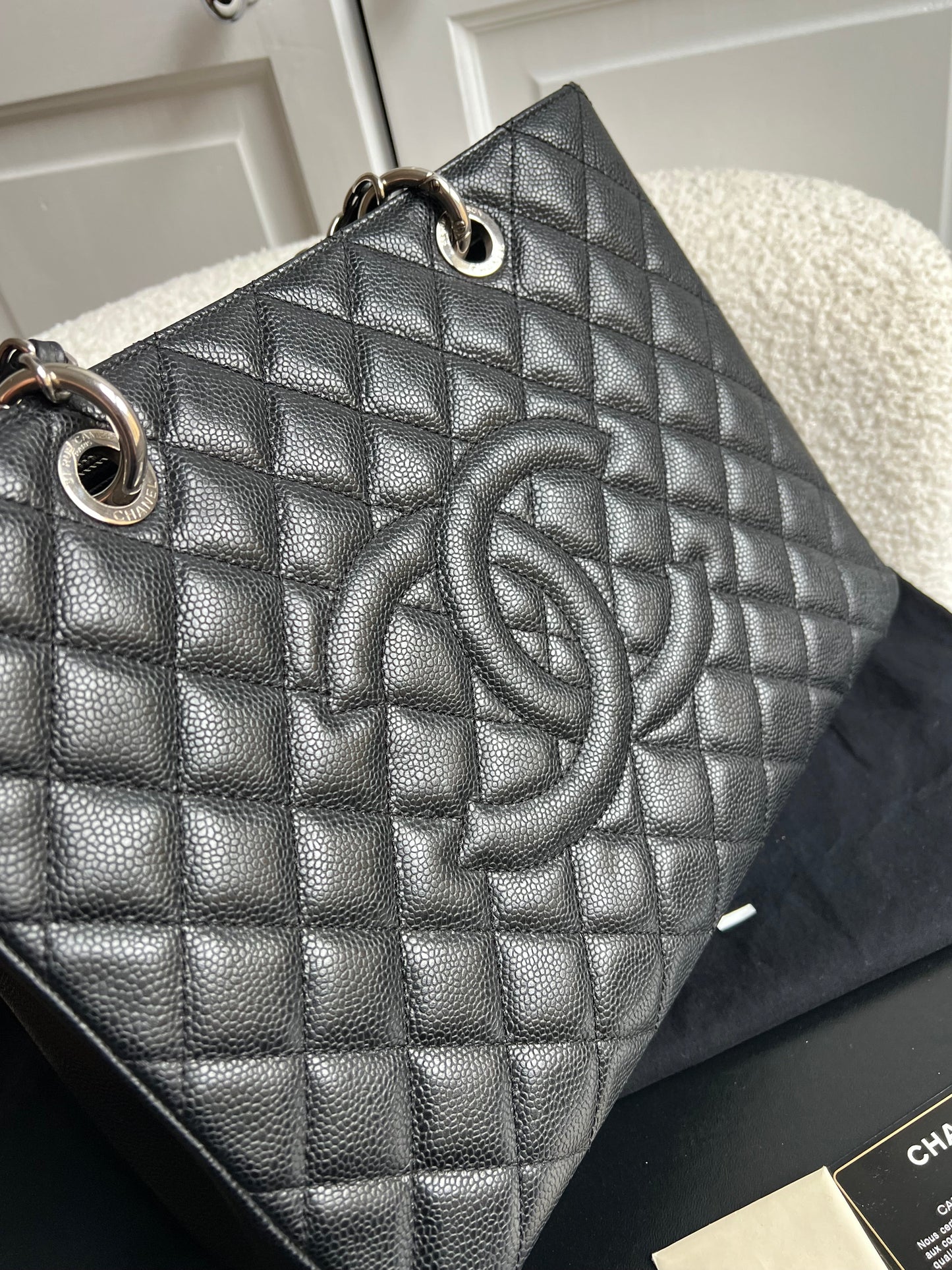 Chanel Black Caviar Grand Shopper Tote (GST) Silver Hardware