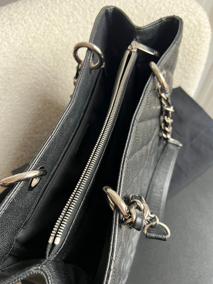 Chanel Black Caviar Grand Shopper Tote (GST) Silver Hardware