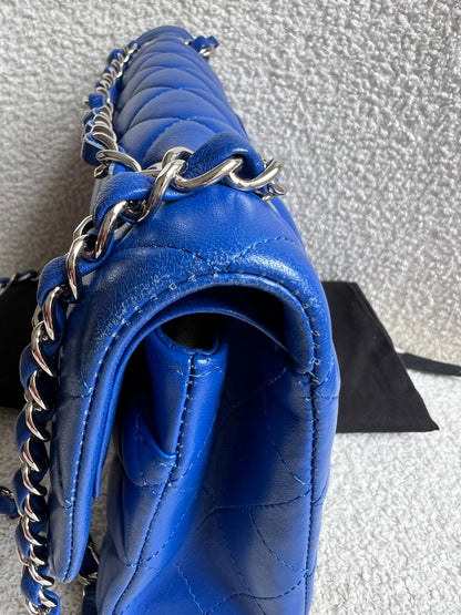 Chanel Medium Classic Flap in Cobalt Blue Lambskin with silver hardware (RRP £9090)