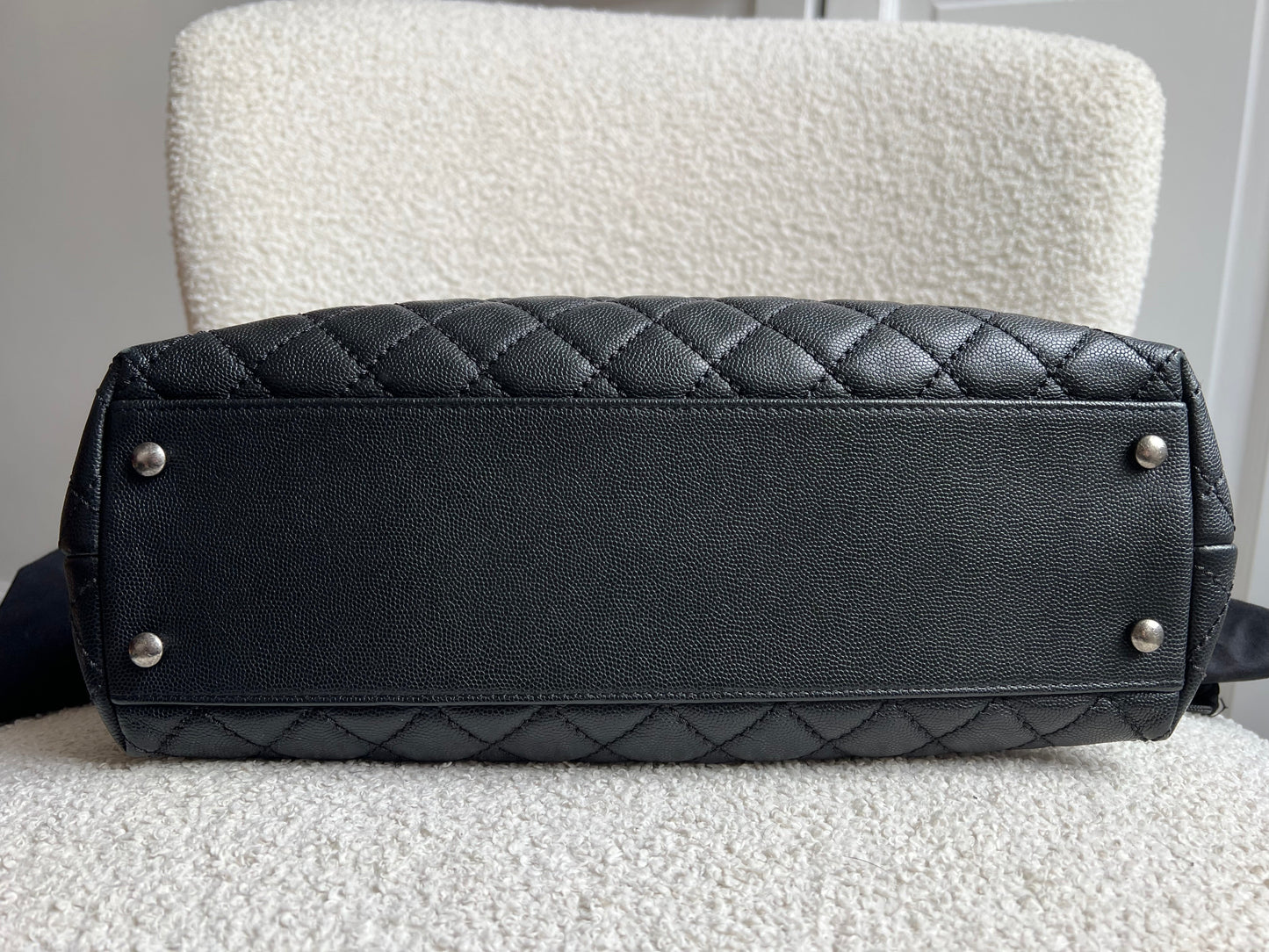 Chanel Black Quilted Caviar Leather Medium Coco Handle Bag