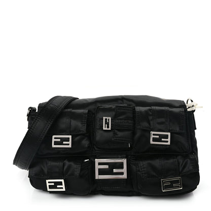 Fendi Econyl Cuoio Romano Multipocket Baguette Black