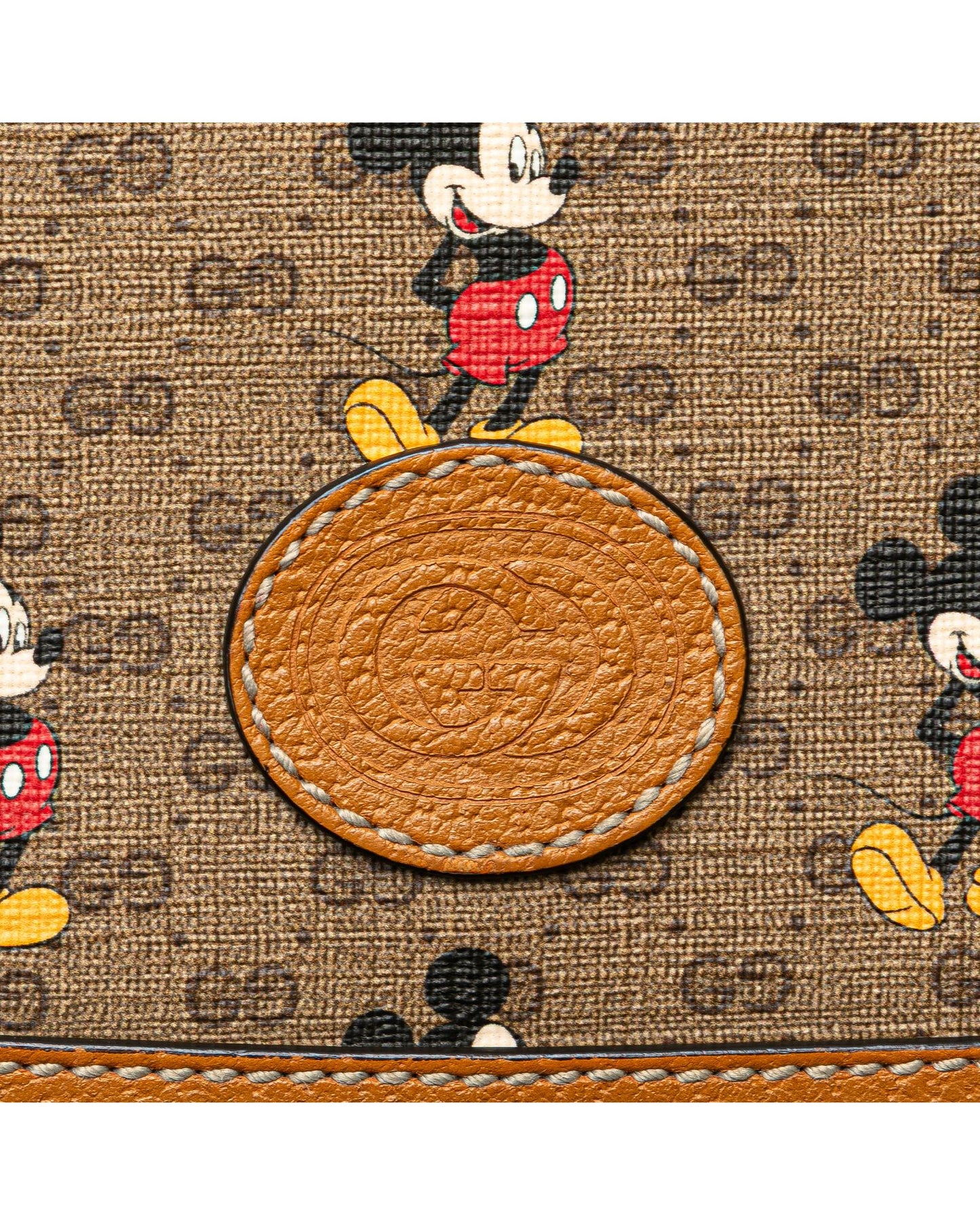 Mickey Mouse Printed Crossbody Bag with Leather Trim