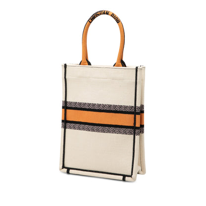 White Dior Embroidered Canvas Princess And Dragon Vertical Book Tote
