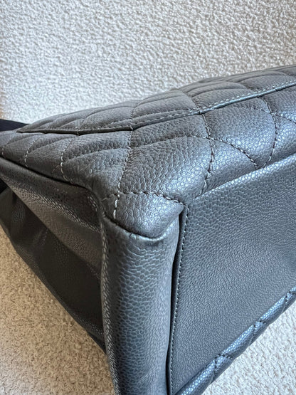 Chanel Grey Caviar Grand Shopper Tote (GST) Silver Hardware