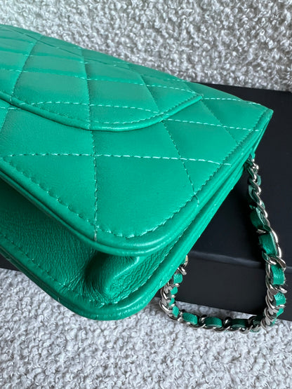 Chanel Turquoise Lambskin Wallet on Chain (RRP £2,930)