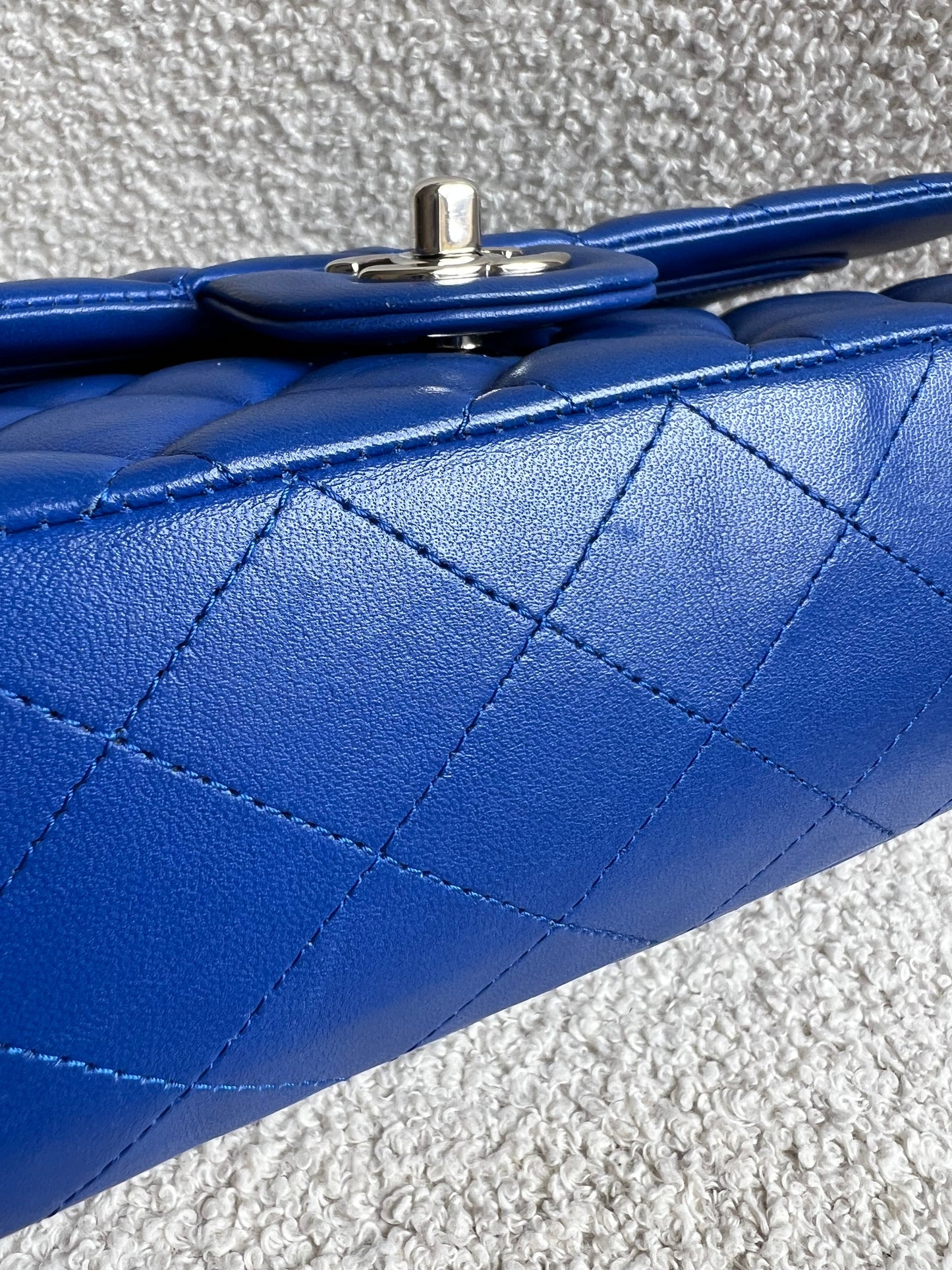 Chanel Medium Classic Flap in Cobalt Blue Lambskin with silver hardware (RRP £9090)