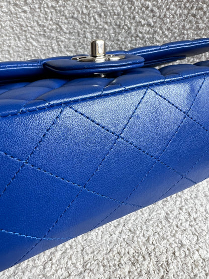Chanel Medium Classic Flap in Cobalt Blue Lambskin with silver hardware (RRP £9090)