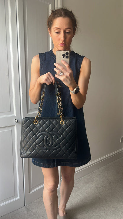 Chanel Black Caviar Grand Shopper Tote Gold Hardware (GST)