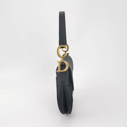 Dior Saddle Black Medium Grained Leather Handbag