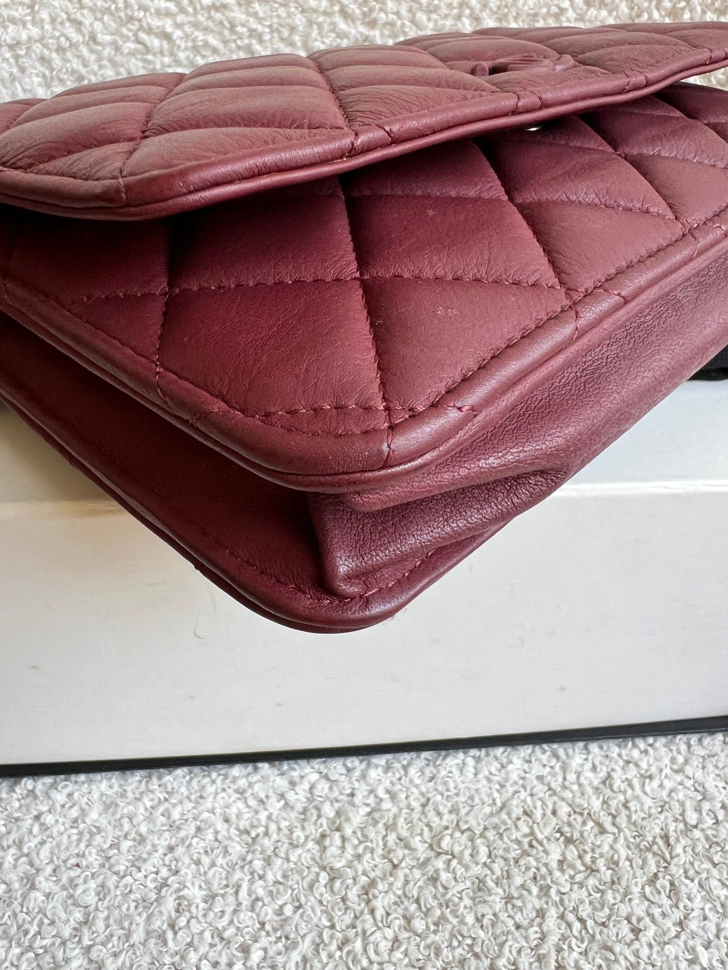 Chanel Burgundy Lambskin Wallet on Chain