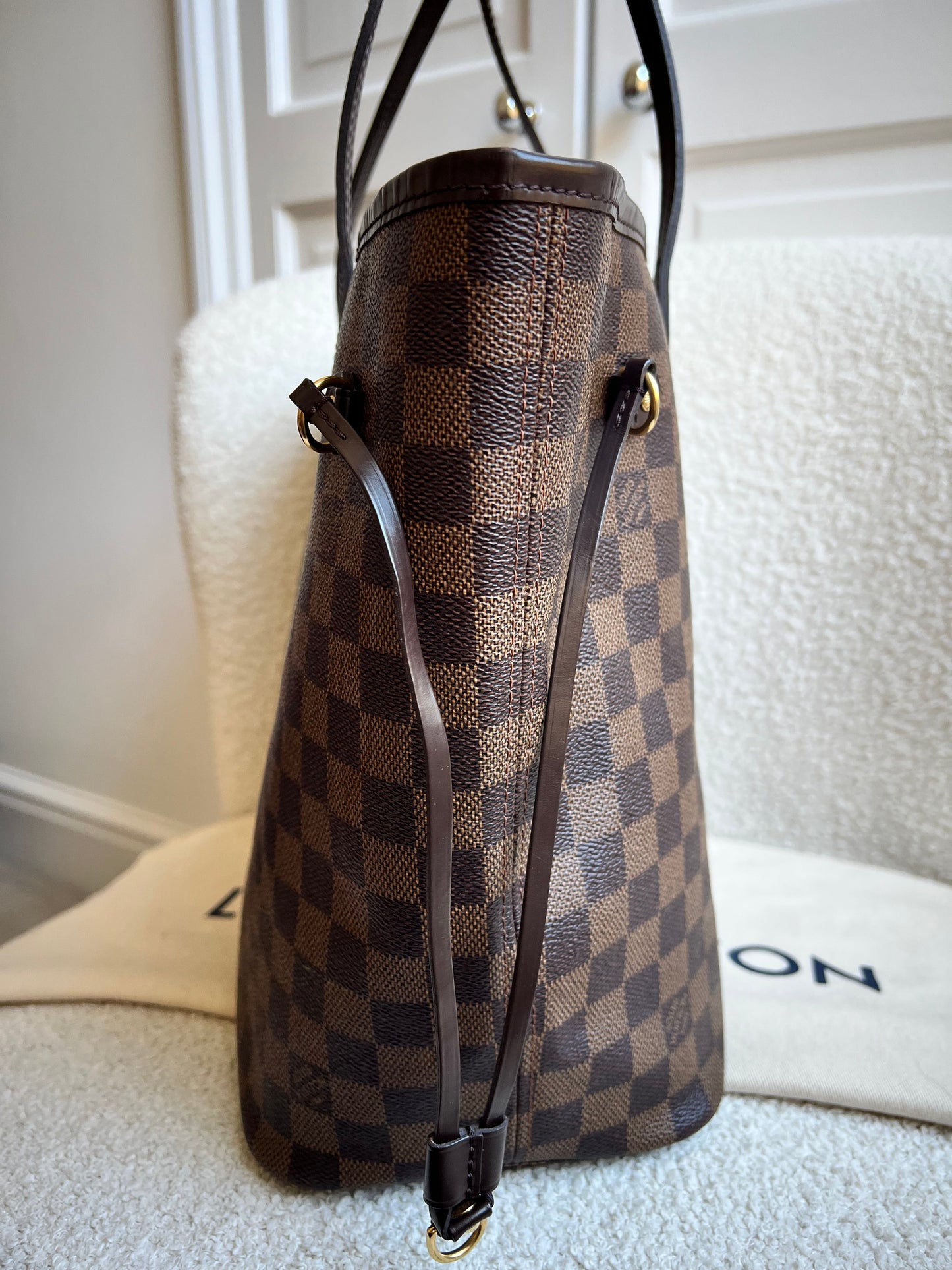 Louis Vuitton Neverfull MM Damier Ebene Rose Ballerine (RRP £1430)