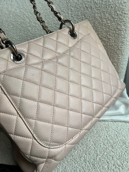 Chanel Light Pink Caviar Grand Shopper Tote with silver hardware (GST)