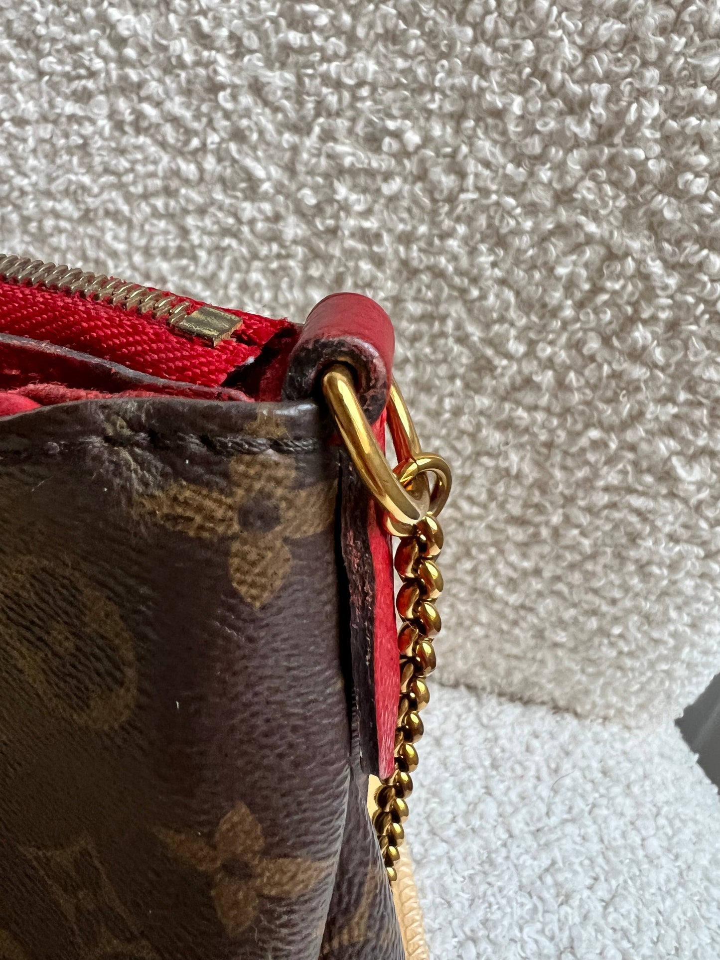Louis Vuitton Red and Monogram Pallas Pochette