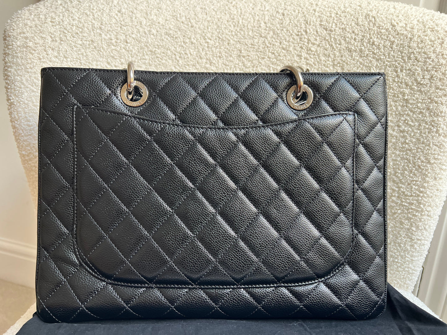 Chanel Black Caviar Grand Shopper Tote (GST) Silver Hardware