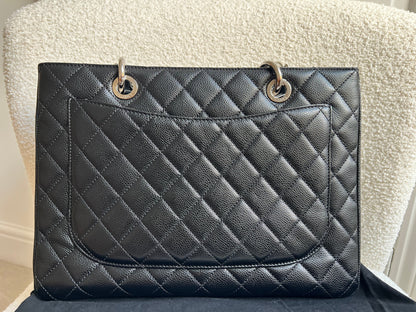 Chanel Black Caviar Grand Shopper Tote (GST) Silver Hardware