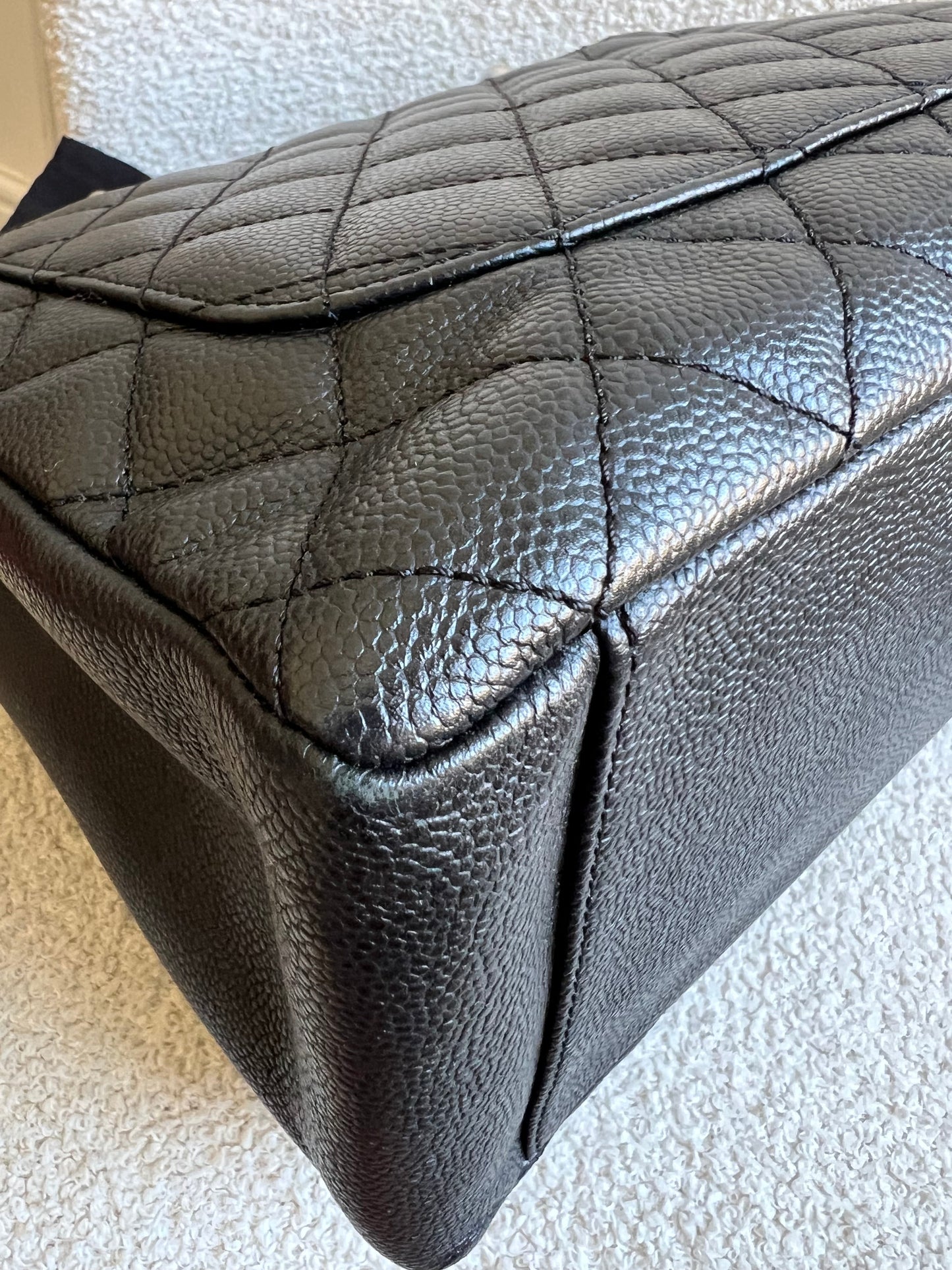Chanel Black Caviar Grand Shopper Tote (GST) Silver Hardware