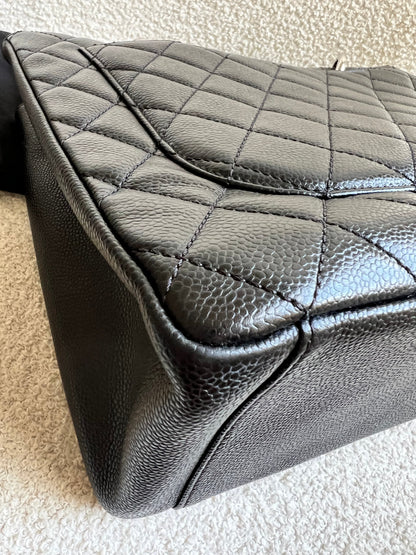 Chanel Black Caviar Grand Shopper Tote (GST) Silver Hardware