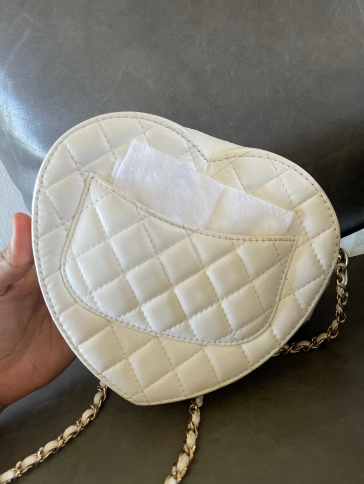 Chanel 22S White Large Heart Bag