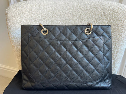 Chanel Black Caviar Grand Shopper Tote (GST) Silver Hardware
