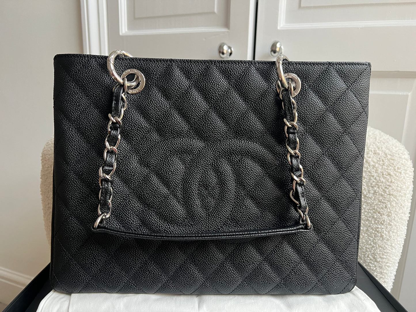 Chanel Black Caviar Grand Shopper Tote (GST) Silver Hardware