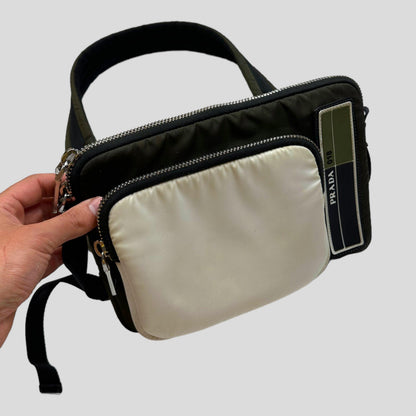 Prada 2018 Rubber Race Logo Bandoliera Crossbody Pocket Bag + Cards