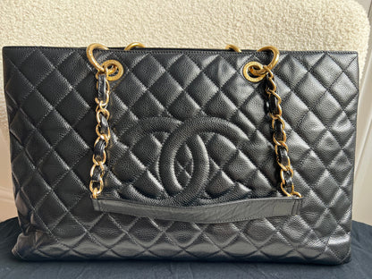 Chanel XL Black Caviar Grand Shopper Tote Gold Hardware (GST)