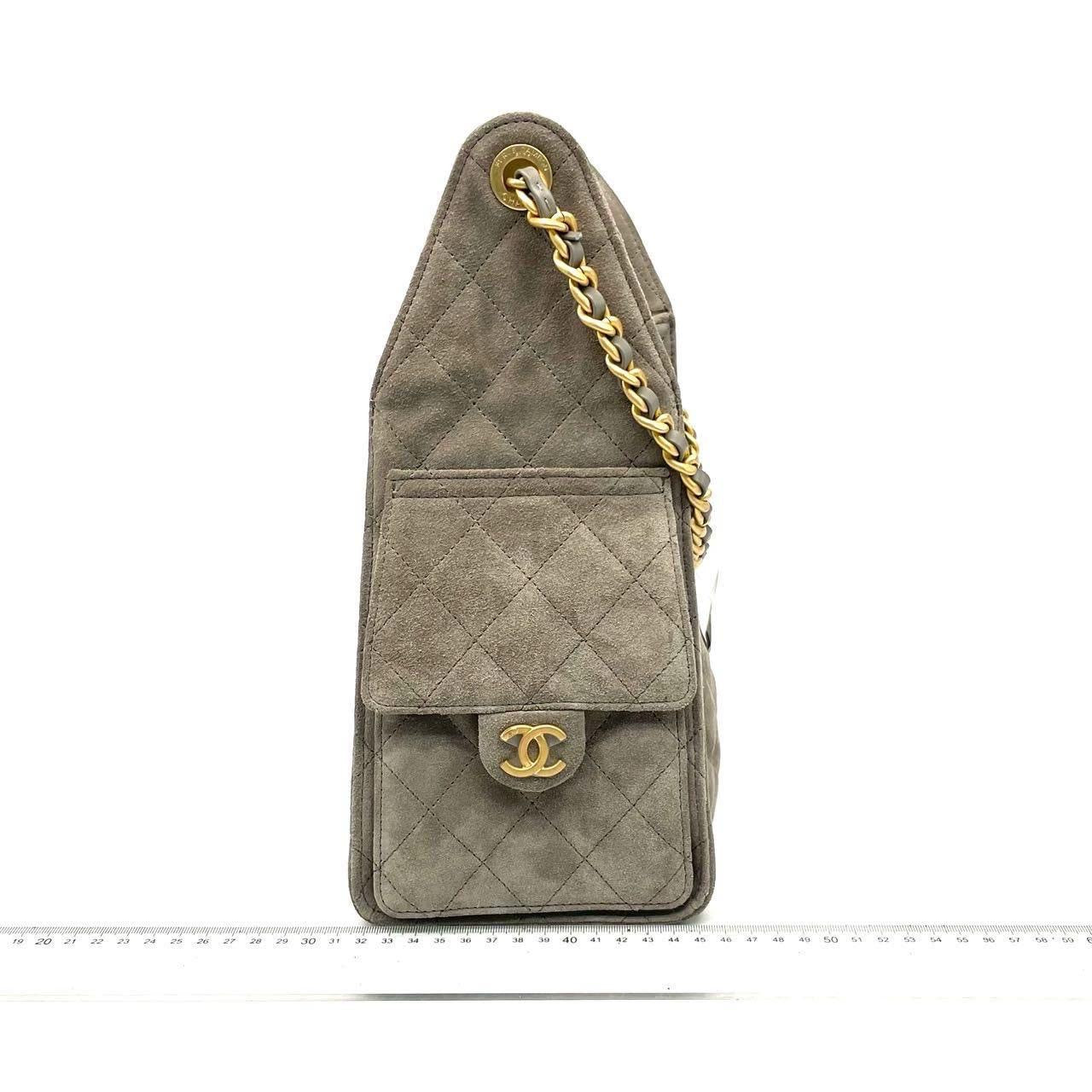 Chanel 25 Hobo Small Suede Grey Gold Hardware