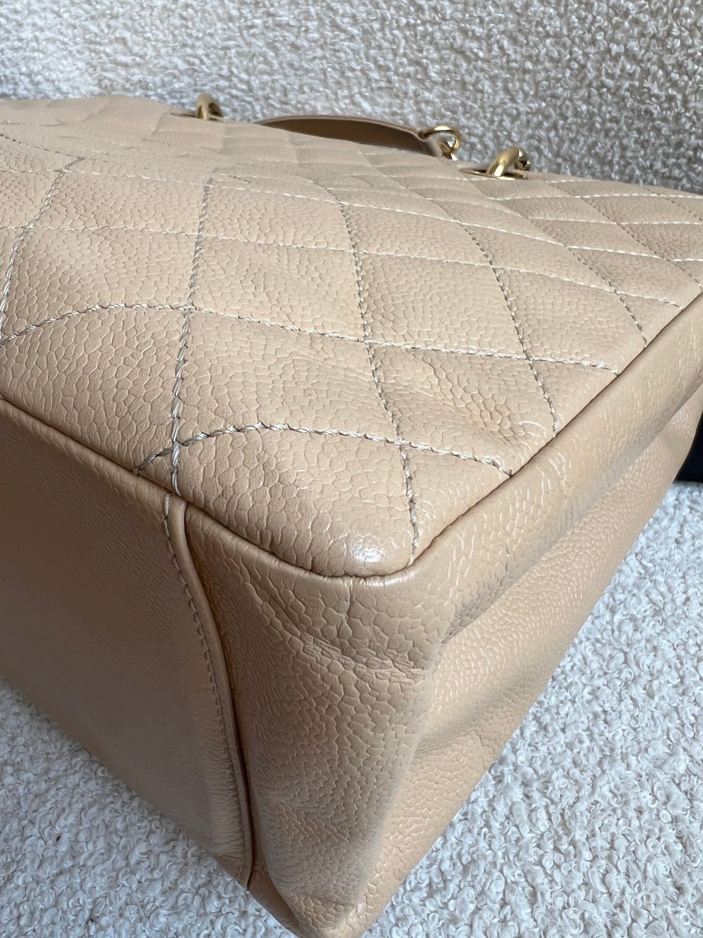 Chanel Beige Caviar Grand Shopper Tote gold hardware (GST)