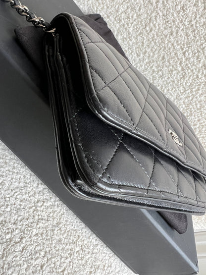 Chanel Wallet on Chain in Black Lambskin Silver Hardware (RRP £2,930)