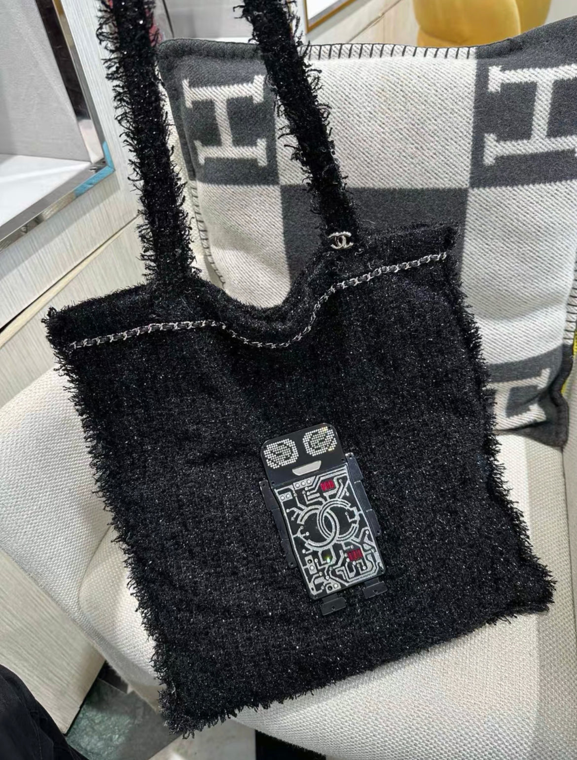 Chanel Spring 2017 Shopping In Fabrics Robot Tote Bag