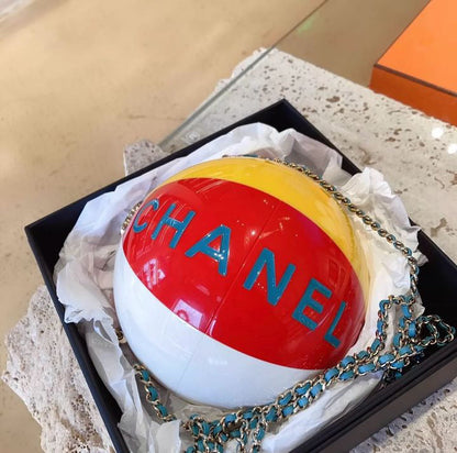 Chanel Limited Edition Red Yellow Blue And White Lucite Beach Ball Bag Pale Gold Hardware