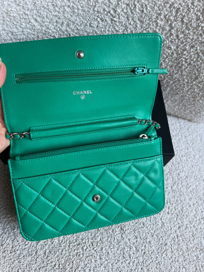 Chanel Turquoise Lambskin Wallet on Chain (RRP £2,930)