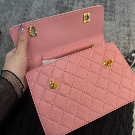 Chanel Pink Cc Double Turn Lock Bag