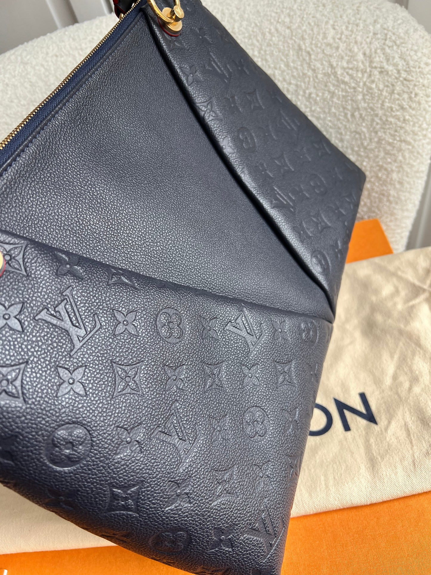 Louis Vuitton V Tote MM Navy Empreinte (RRP £2,390)