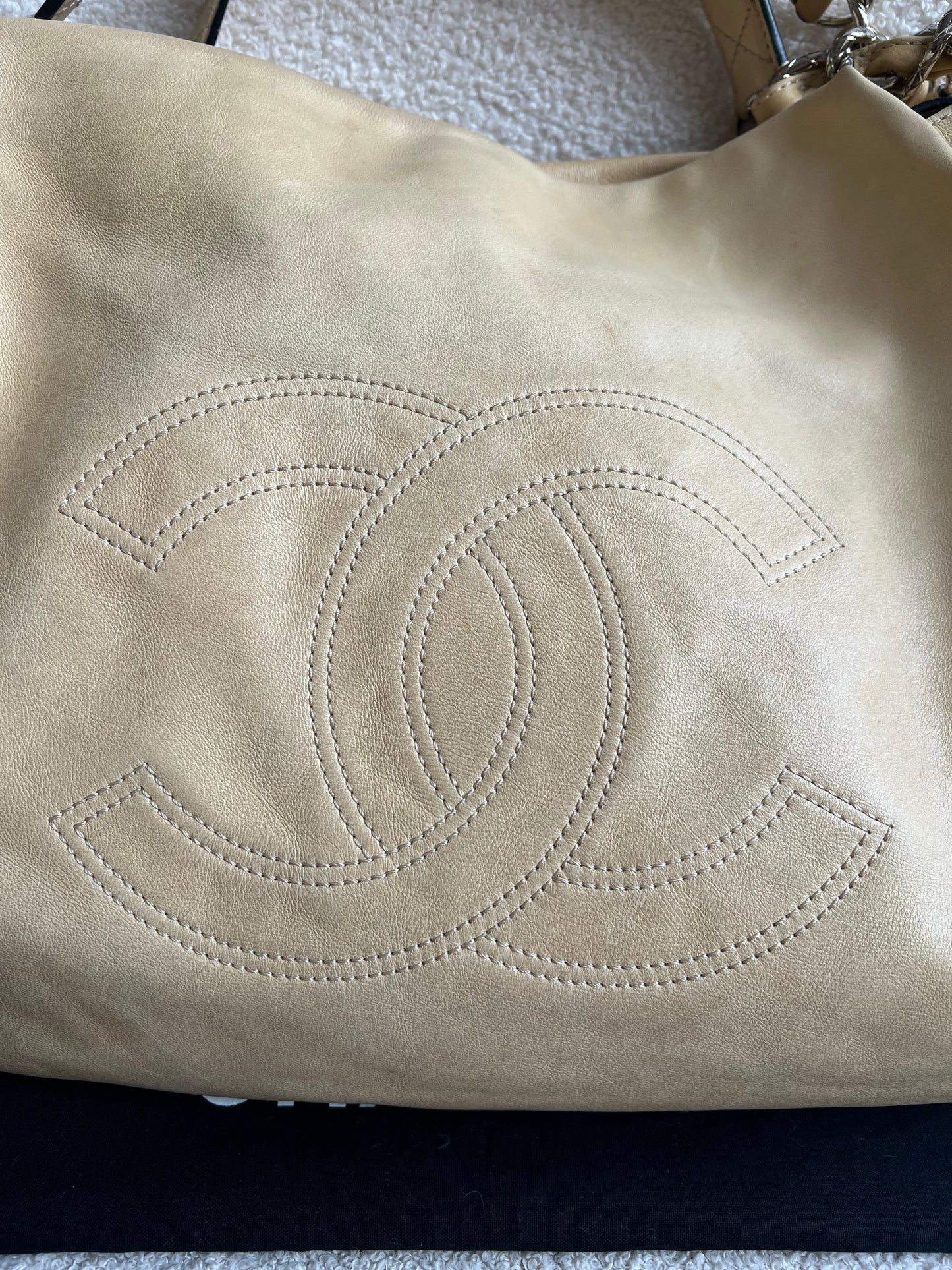 Chanel Beige Edgy Lambskin Large Hobo